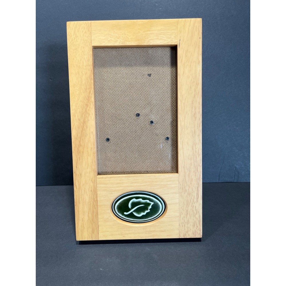 Burnes of Boston Rare Woods Picture Frame 4x6 Natural Wood Green Leaf Emblem